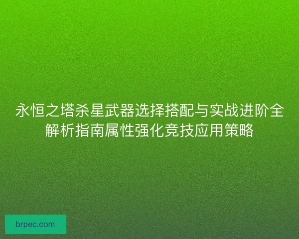 永恒之塔杀星武器选择搭配与实战进阶全解析指南属性强化竞技应用策略