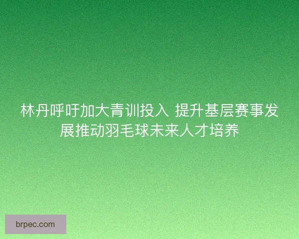 林丹呼吁加大青训投入 提升基层赛事发展推动羽毛球未来人才培养
